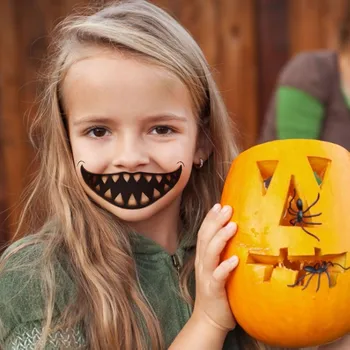 Halloween Začasni Tattoo Nalepke Grozo Klovn Usta Nalepke Obraza Ličila Stitched Poškodbe Obraza, Dan Mrtvih Lobanje 3