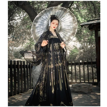 Hanfu Stari Kostum Za Orientalski Kitajske Tradicionalne Klasične Vezenje Ples Kostum Black Gaza Krilo Stopnji Uspešnosti Ženske 1