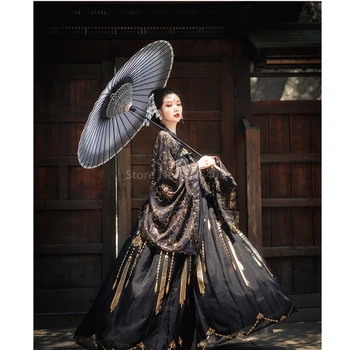 Hanfu Stari Kostum Za Orientalski Kitajske Tradicionalne Klasične Vezenje Ples Kostum Black Gaza Krilo Stopnji Uspešnosti Ženske 2