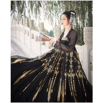Hanfu Stari Kostum Za Orientalski Kitajske Tradicionalne Klasične Vezenje Ples Kostum Black Gaza Krilo Stopnji Uspešnosti Ženske 4
