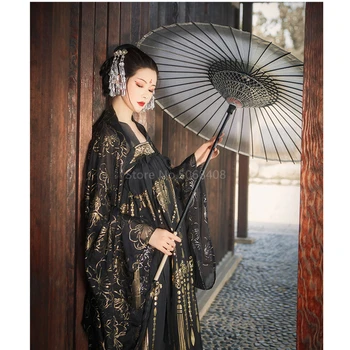 Hanfu Stari Kostum Za Orientalski Kitajske Tradicionalne Klasične Vezenje Ples Kostum Black Gaza Krilo Stopnji Uspešnosti Ženske 5