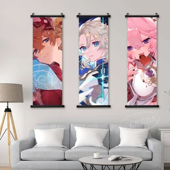 HD Genshin Vpliv Pomika Platno Anime Tiskanja Yae njena otroka Sliko Morax Wall Art Tartaglii Slikarstvo Visi Plakat Doma Dekoracijo 2