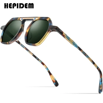 HEPIDEM Acetat Polarizirana sončna Očala Moških 2022 Novi Retro Vintage Okrogla sončna Očala za Ženske Odtenki 9174T