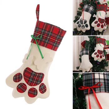 HOT Velike Božične Nogavice, Pes, Mačka Tačka Obliko Dekorativni Nogavice Božično Drevo Obesek Božič Dom Dekor