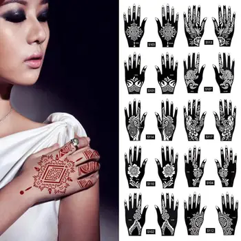 Indija Henna Mehndi Začasni Tattoo Šablona Komplet za Moške, Ženske Roke Body Art Nalepko Lepoto Nepremočljiva Ponaredek Roko Roko Ponovno uporabo tattoo