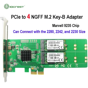 IOCREST PCIe 1x na 4 kos NGFF M. 2 B Tipka SSD vmesniško Kartico Podporo 2280, 2260, 2242 in 2230 Velikost Marvell 88se9235 Chipset