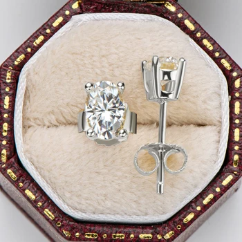 IOGOU 925 Srebro D Barvo Moissanite Stud Diamant Uhani za Ženske Oval/Blazine/Asscher/Hruška Peneče Cut Moissanite Nakit 2