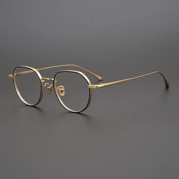 Japonska Zbirka Anti Blue Ray Krog Očal Okvir Čistega Titana Moških GMS846 Optičnih Očal Presbyopia Kratkovidnost Očala Ženske 0