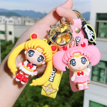 Japonski Anime Sailor Moon Obesek Keychains Imetnika Avto Ključnih Verige Risanka Key Ring Telefon Vrečko Visi Nakit Otroci Igrače Darila