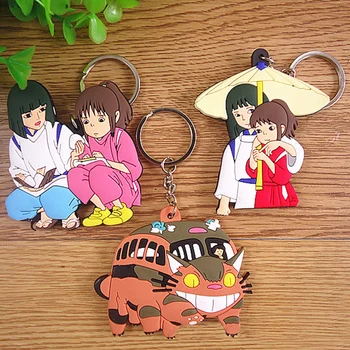 Japonski Anime Živahen Stran Mehke Gume Keychains Dvojni Stranski Totoro Avtobus Keyring Nahrbtnik Telefon Dekor Obesek Ključ Imetnika