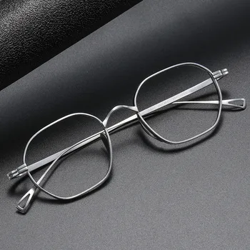 Japonski Ročno Čistega Titana Očal Okvir Moških Poligon Kvadratnih KMN9917 Recept Očala Ženske Očala za Kratkovidnost Optična Objektiva