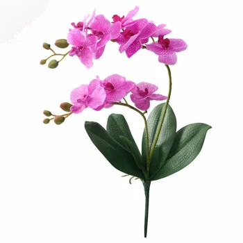 JAROWN Umetne Rože Pravi Dotik Latex 2 Vejo Orhideja Cvetje z Listi, Poročni Dekoracijo Flores