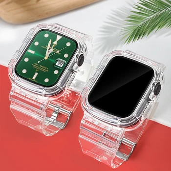 Jasno Band za Apple Watch 44 42mm 40 mm 38 mm Primeru, Ženske Luštna Punca Kristalno Jelly Zaščitnih za iWatch 6 5 4 3 2 1