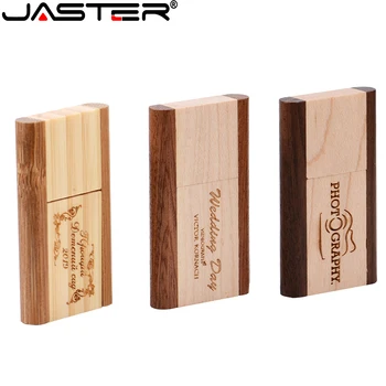 JASTER USB flash drive ustvarjalne Leseni kvadrat vrtenja USB 2.0 4GB128GB pen drive 64GB USB ključ lesena ŠKATLA Brezplačno po meri logo