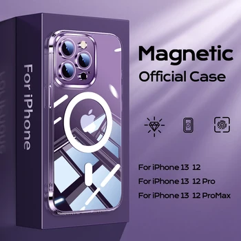 Joyroom Magnectic Primeru Za iPhone 14 13 12 Pro Max Jasno Primeru Telefon Za Magnectic Brezžični Polnilnik Pregleden Nazaj PC Pokrov