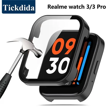 Kaljeno Steklo+Primeru za Realme Watch 3 Pro Screen Protector Okvir Odbijača Kritje za Realme Watch 3 Zadevo