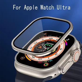 Kaljeno Steklo Za Apple Watch Ultra 49 mm Zaslon Patron, Kovinski Odbijača Pribor Anti-Scratch HD Celoten Film iWatch Ultra 49 mm