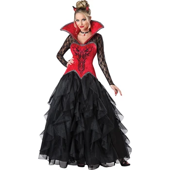 Karneval Halloween Lady Vampire Hudič Kostum Gothic Demonski Glamour Kraljica Playsuit Cosplay Fancy Stranka Obleko