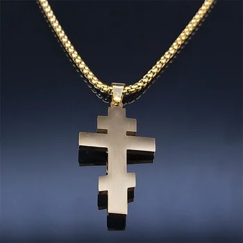 Katoliška Pravoslavna Križ Ogrlica iz Nerjavečega Jekla, Zlata Barva INRI Križani Jezus Ogrlice Svetega Nakit cordao masculino N4935S02 3