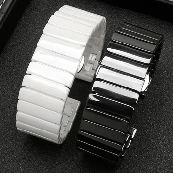 Keramični watchband 16 18 20 22 24 mm watch zapestnica bela črna trak pasu zapestne ure vodoodporna 100% Keramični