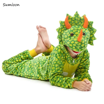Kigurumi Dinozaver otroške Pižame za Fantje Dekleta Samorog Pižamo Flanela Otroci Stich Pijamas Živali Sleepwear Pozimi Onesies