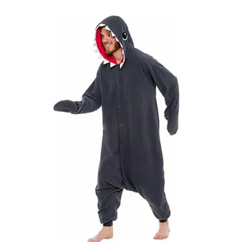 Kigurumi Odraslih Pyjama Cosplay Kostum Siva Shark Onesie Sleepwear Homewear Unisex Pižamo Za Ženske Človek pijama masculino