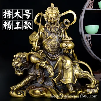 Kitajski Fengshui Budistični Medenina Kip Zhao Gongming Bog Bogastva, Baker Kip Bronasto Skulpturo