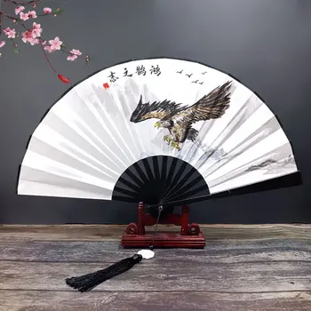 Kitajski slog 8-palčni plastični ventilator z tassel obesek stari slog nesramna zložljiva fan moške Hanfu ples svile fan