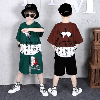 Kitajski slog, Fantje, Otroci Oblačila, ki Najstniških Risanka Pismo Kratek Rokav Tshirts Hlače Otrok bo Ustrezala Športna Oblačila Za Fante