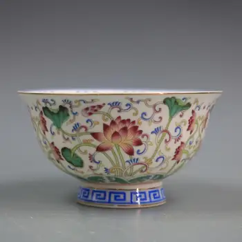 Kitajski Slog Porcelana Famille Rose Lotus Listov Lotosov Cvet Design Skledo