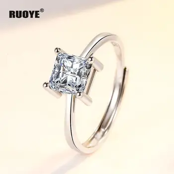 Klasična srebrne barve Obroč Nastavljiv 6 mm Crystal Ring Za Ženske novo Novo Modo