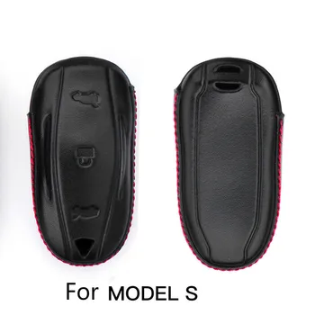 Ključ Primeru Avto Styling Pametne Tipke Za Tesla Model S Model X Keychain Usnje Daljinski Upravljalnik 3 Gumbi Fob Pokrov Ležišča 4