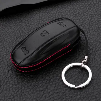 Ključ Primeru Avto Styling Pametne Tipke Za Tesla Model S Model X Keychain Usnje Daljinski Upravljalnik 3 Gumbi Fob Pokrov Ležišča 5