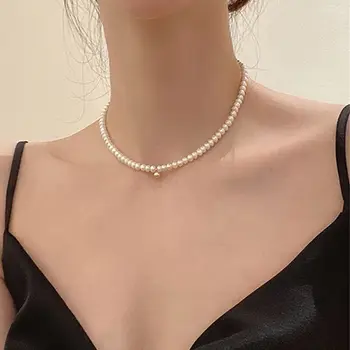Korejski Moda Pearl Choker Veriga Ogrlica za Ženske, Dekleta Trend Nakit Zlati Mini Žogo, Ogrlico, Obesek, Poročne Engagemen Darilo 0