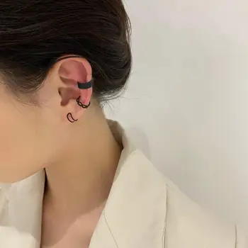 Korejski Trend Black-Non-Piercing za Ušesa Posnetke za Ženske Ponaredek Hrustanca Uhani Preprost Posnetek Uhani 2022 Nakit Darila