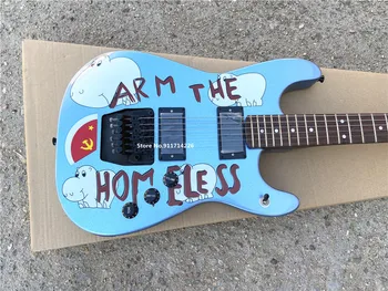 Kovinsko modra nalepka vzorec dvojno roll električna kitara zaprtih pickup brezplačna dostava 1