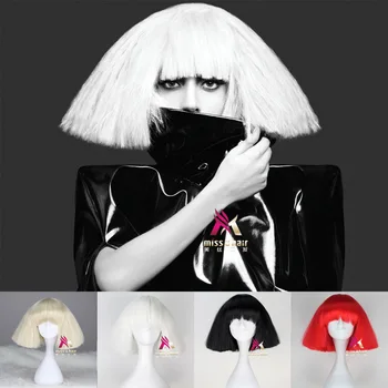 Lady Gaga Lasuljo Črno Belo Blond Sintetičnih Las Cosplay Lasuljo Halloween Kostumi, Lasulje +lasuljo skp