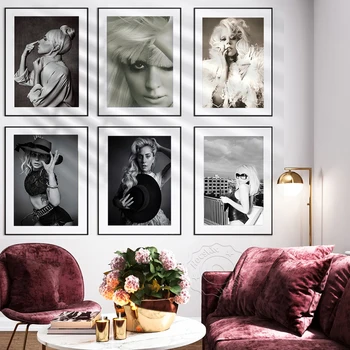 Lady Gaga Črno-Beli Plakat, Gospa Umetniške Grafike, Gaga Tiskanje Plakatov, Star Plakat, Doma Dekor, Glasbe, Pevka Stenske Nalepke 1