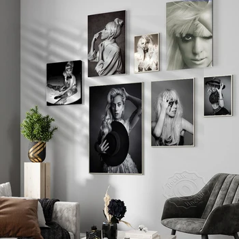 Lady Gaga Črno-Beli Plakat, Gospa Umetniške Grafike, Gaga Tiskanje Plakatov, Star Plakat, Doma Dekor, Glasbe, Pevka Stenske Nalepke 3