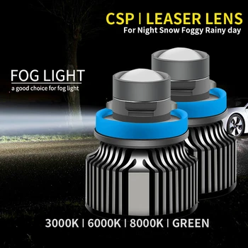 Laser Objektiv H7 Led Smerniki Žarnica H11 Led Žaromet H8 H9 9005 HB3 9006 HB4 CSP 8000K 6000K 3000K Turbo Luči za Meglo Za Avto 12V 24V
