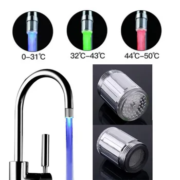 LED Tapnite Šoba Pipa Tuš Temperaturo Občutljiva 3 Barva Svetlobe Kuhinjsko Pipo Spouts za Varčevanje z Vodo Pipa Kopalnica Prezračevalnik