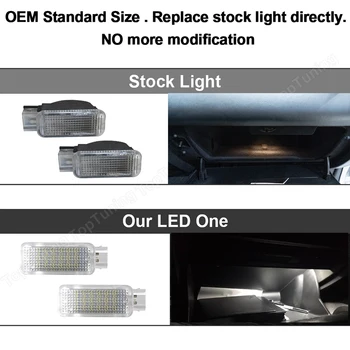 LED z Dovoljenjem Vrata Prtljažnik Footwell Škatle za Rokavice Luči luči Za Audi A1 A2 A3 A4 A5 A6 A7 A8 V3 V5 V7 TT B5 B6 B7 B8, Avto, Belo VW 2