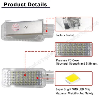 LED z Dovoljenjem Vrata Prtljažnik Footwell Škatle za Rokavice Luči luči Za Audi A1 A2 A3 A4 A5 A6 A7 A8 V3 V5 V7 TT B5 B6 B7 B8, Avto, Belo VW 3