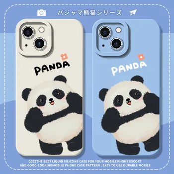 Lepe Risanke Panda Primeru Za iPhone 14 13 12 11 Pro Mini Max X XS XR 7 8 Plus SE Ustvarjalno Smešno Bogata Gospa Anti Drop iPhone Primeru