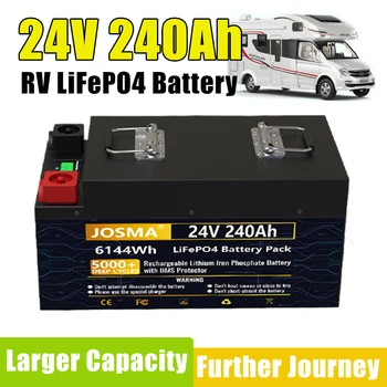 LiFePO4 Baterije 24V 240Ah 200Ah 101% Zmogljivosti Za 25,6 V 7.6 KWh 8S 200A BMS 5000+ Globoko Ciklov 10 Let, Življenjska doba za RV Prostem 0