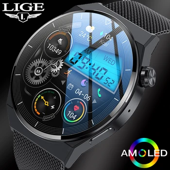 LIGE NFC Pametno Gledati Moške 390*390AMOLED Vedno Prikaže Čas Bluetooth Ure IP68 Vodotesen Moških Smartwatch Za Huawei Xiaomi