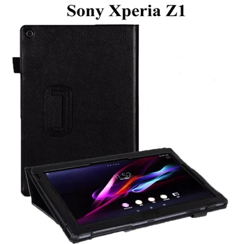 Litchi PU Usnje Stojalo Primeru za Sony Xperia Z1 10.1 palčni Tablični Flip PU Usnje Stojalo Zaščitna Funda Primeru 