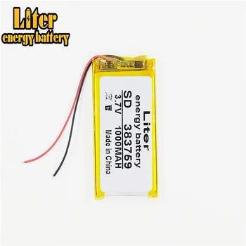 litij-polimer baterija 383759 3,7 V lipo baterije 1000mah za MP3, MP4 MP5 GPS DVD Električne Igrače li-polymer baterija za ponovno polnjenje