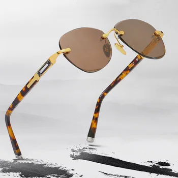 Luksuzni Rimless sončna Očala Moški Ženske Naravni Kristalni Kamen Leče Očala 2020 Vintage Retro sončna Očala za Moške Sunglass Očala