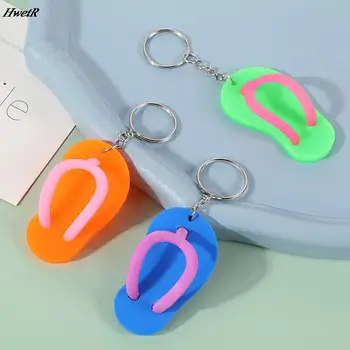 Luštna 3D Mini PVC Flip Flop Keychains Risanka Sandali Keychain Torba za Pribor Dekoracijo Keyring Ključnih Verige Čare 1